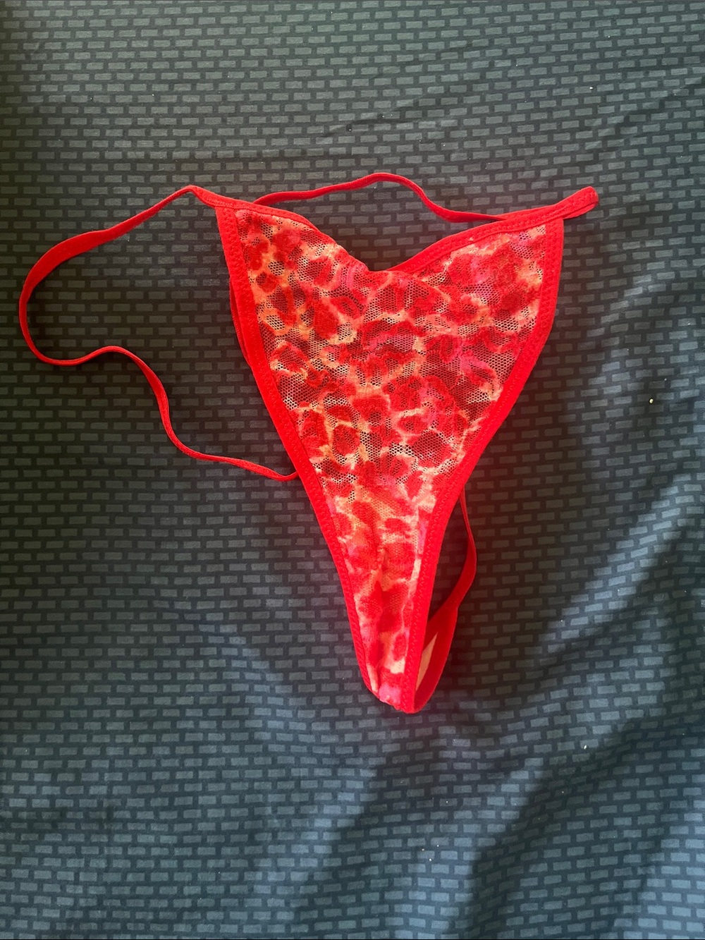 Victoria's Secret Red Leopard Lace Thong